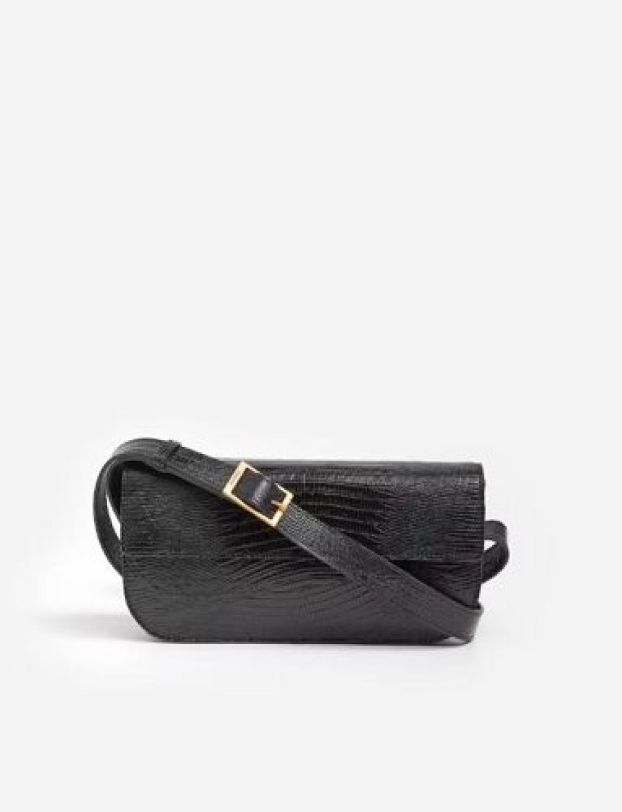 Flattered Laukut | Flattered - Lillie Shoulder Bag, Leather Black Lizzard