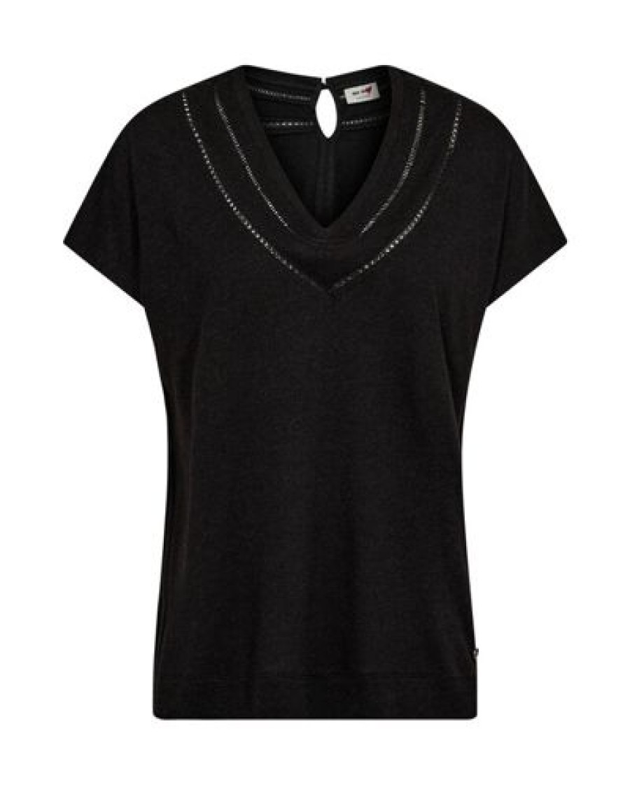 Mos Mosh Uutuudet | Mos Mosh - Coel V-Neck T-Paita, Black