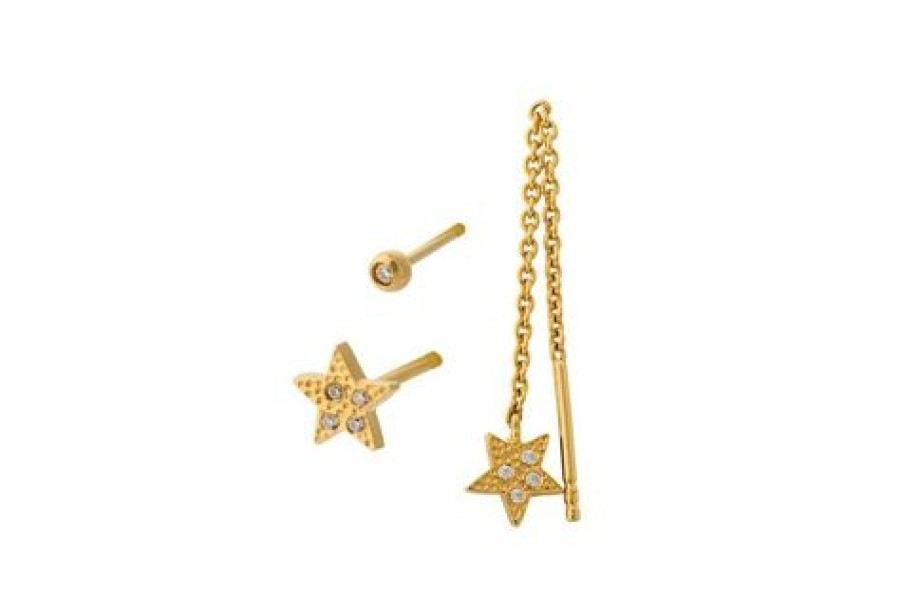 Pernille Corydon Korvakorut | Pernille Corydon - Sparkling Star Earring Box, Kulta