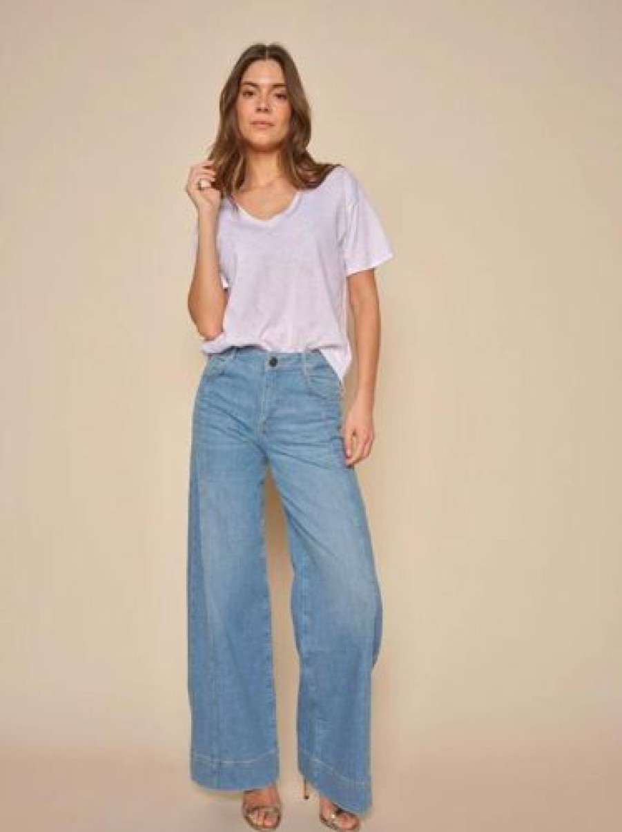 Mos Mosh Uutuudet | Mos Mosh - Reem Pincourt Jeans, Light Blue Long